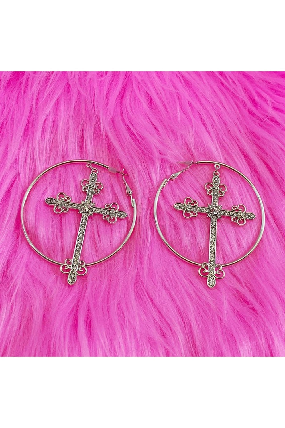 Baddie Crystal Cross Earrings