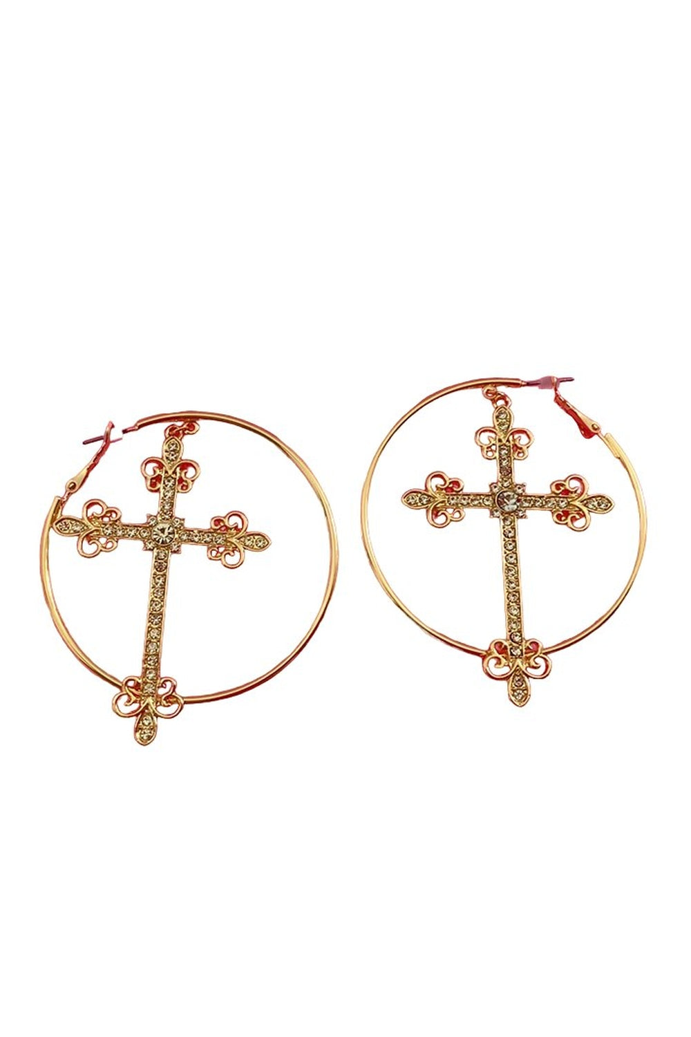 Baddie Crystal Cross Earrings