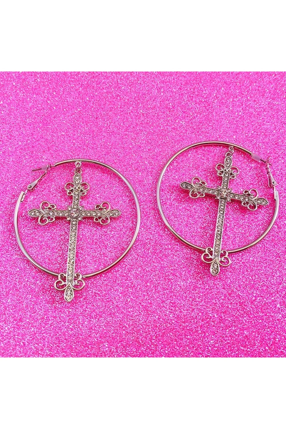 Baddie Crystal Cross Earrings