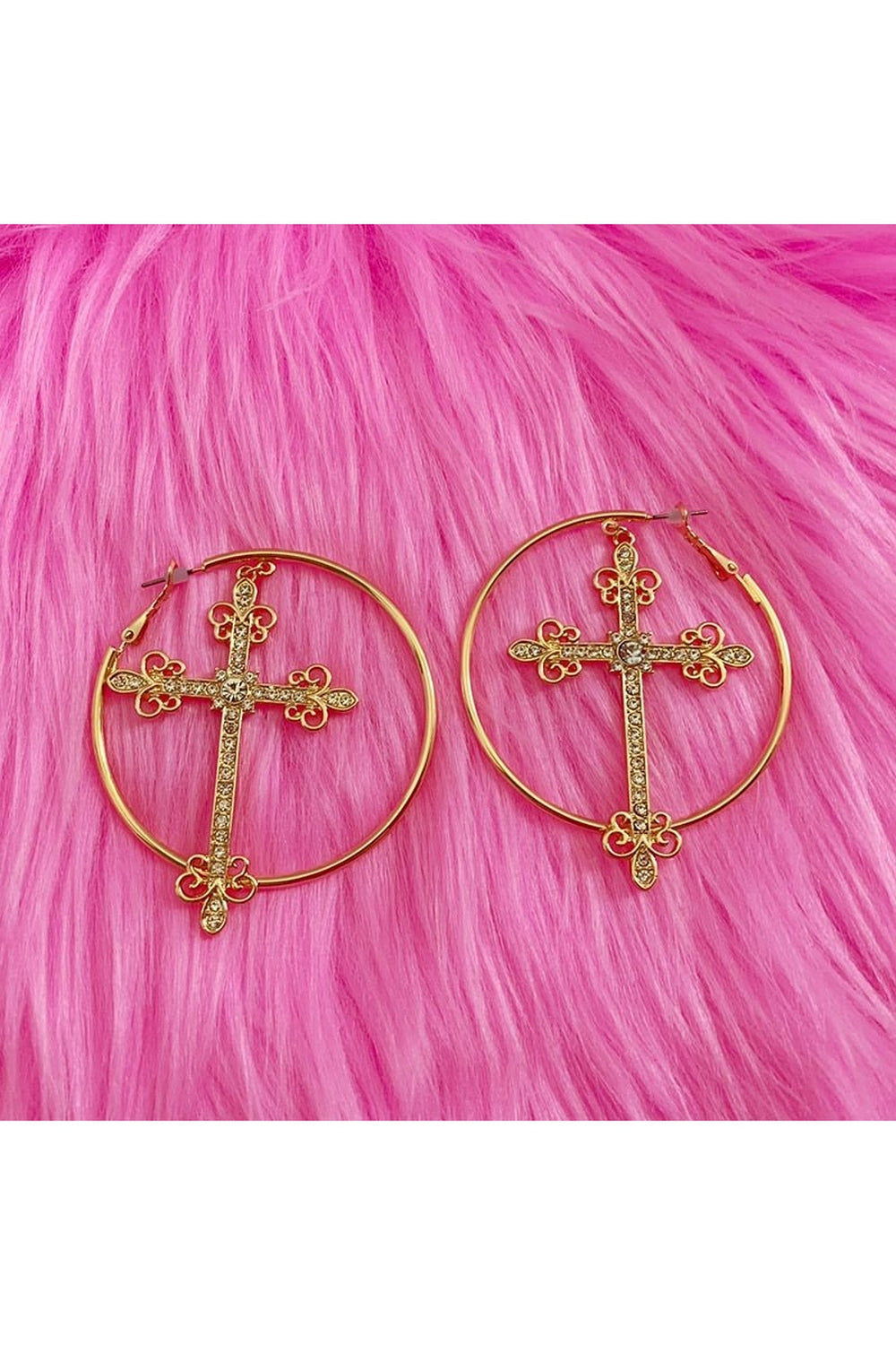 Stylish "Baddie Crystal Cross Earrings" in variant B.