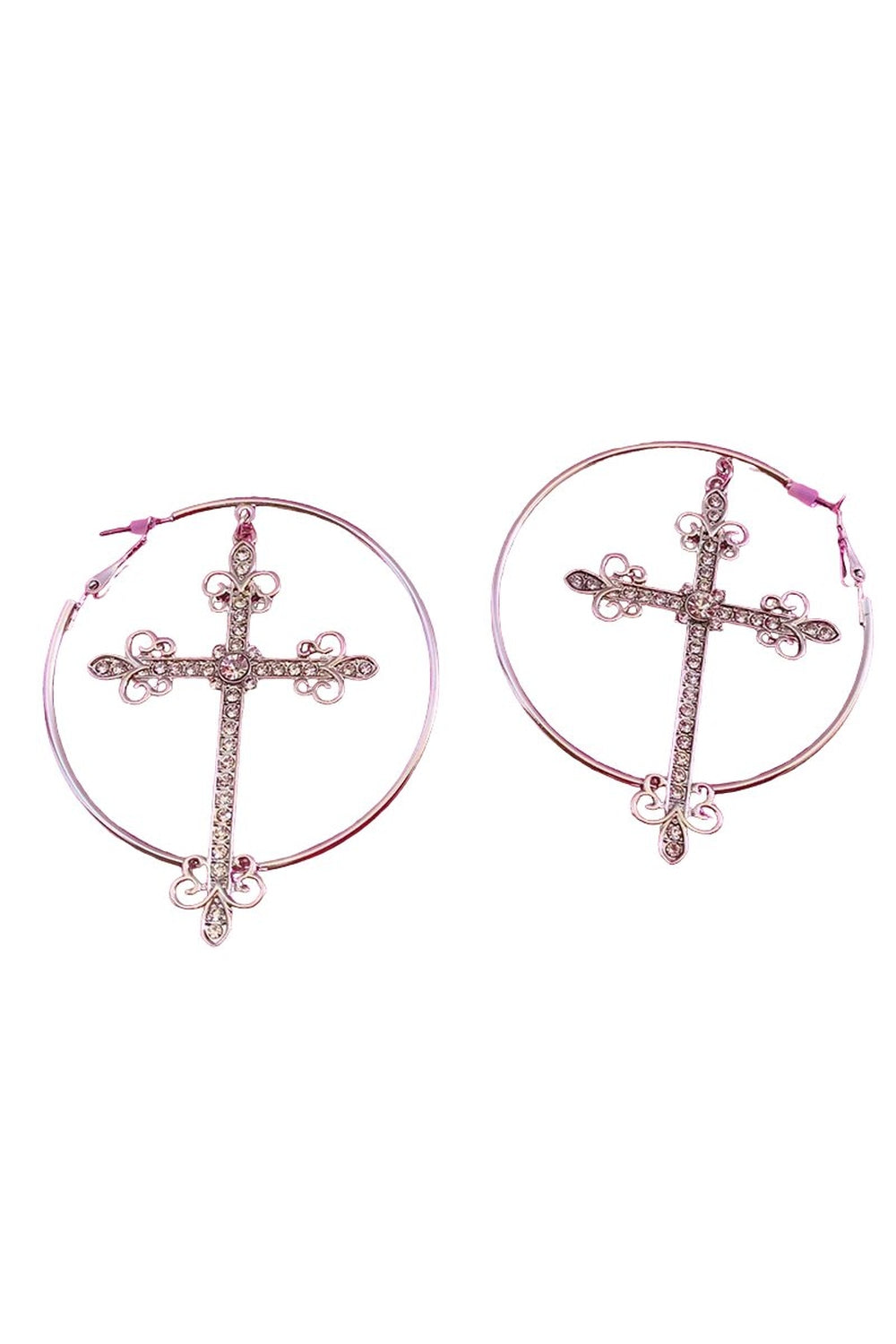 "Baddie Crystal Cross Earrings variant A, elegant and stylish."