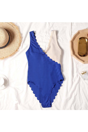 Blue Beige Baddie One Piece Swimsuit with elegance.