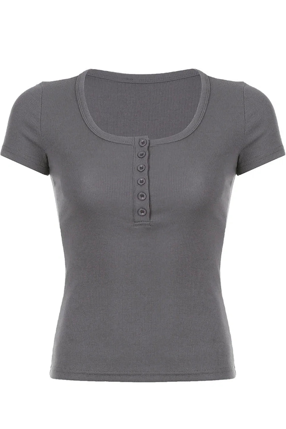 Basic Knit Crop Top in GRAY, cozy essential.