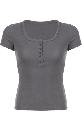 Basic Knit Crop Top in GRAY, cozy essential.