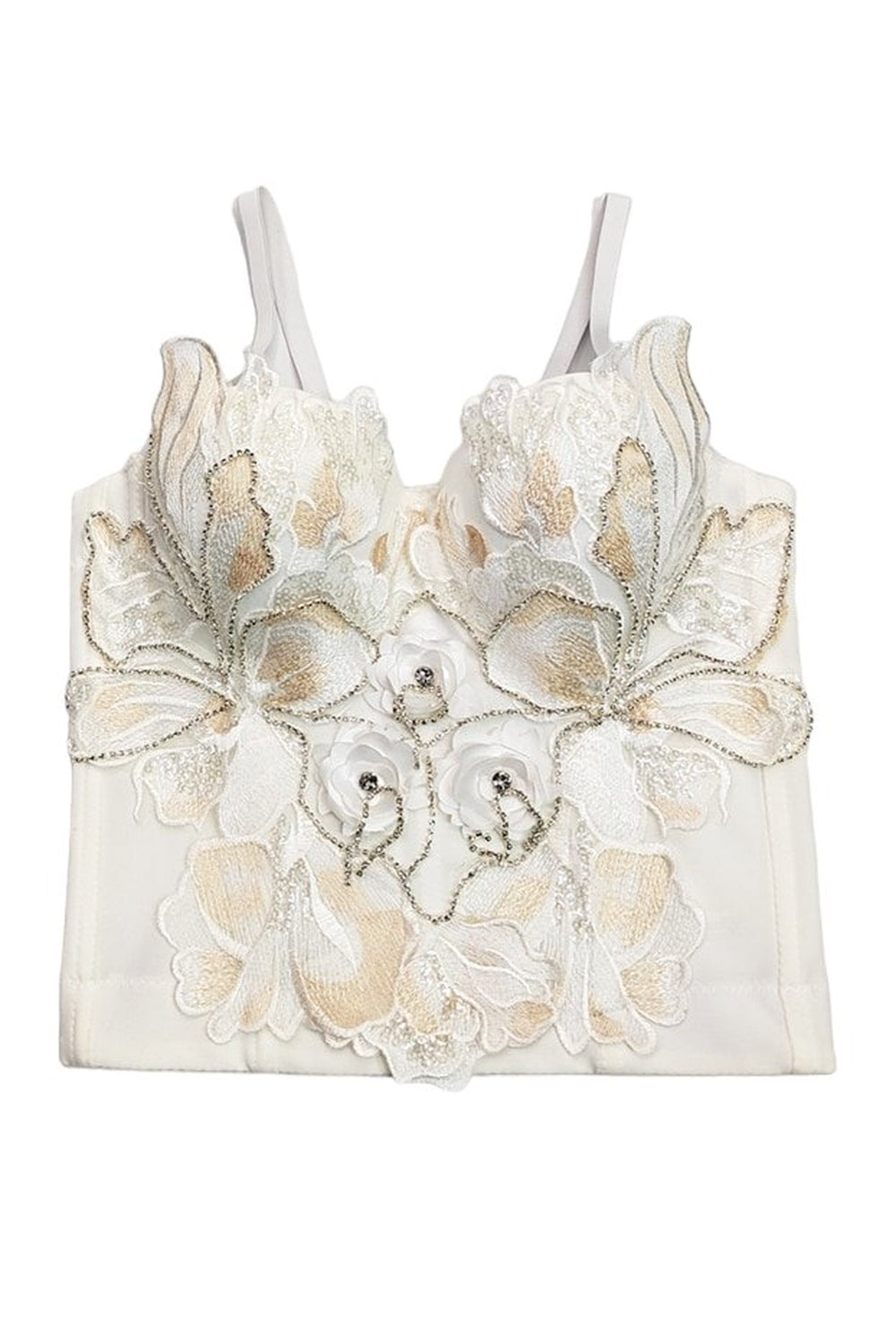 Coquette Beaded White Camisole Top