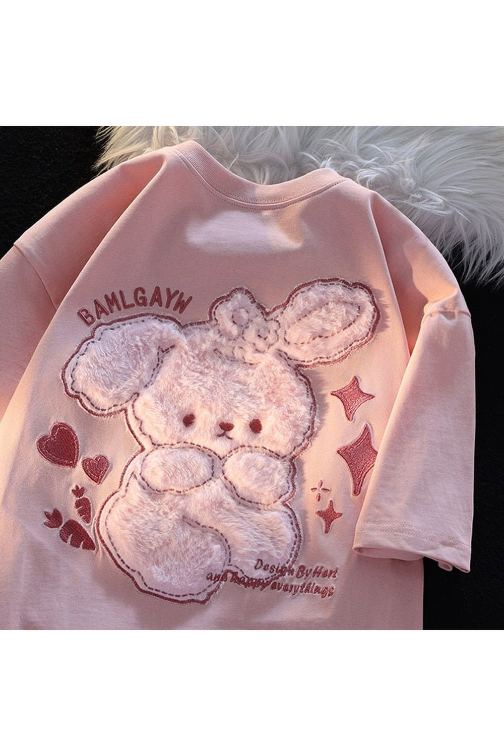 Pink Bear Plush Embroidered T-shirt for kids.