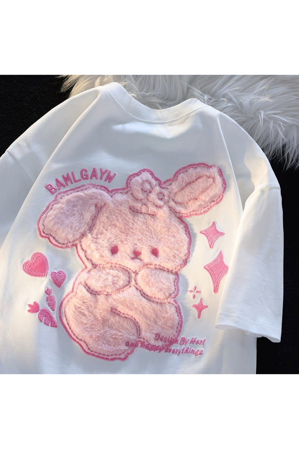 White Bear Plush Embroidered T-shirt with adorable bear.