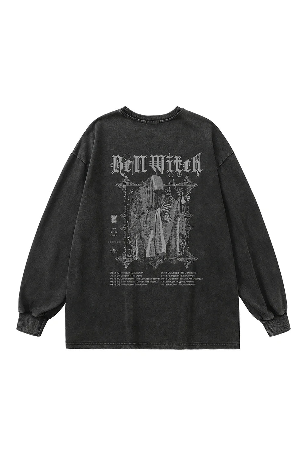 Gothic long sleeve top in Retro Black design.