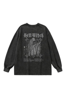 Gothic long sleeve top in Retro Black design.