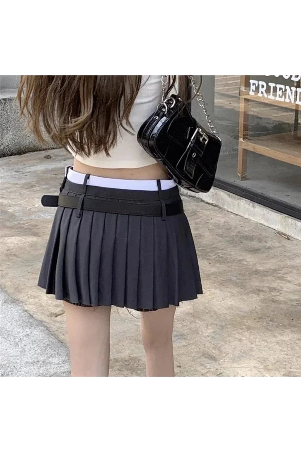 Pleated mini skirt in stylish Grey color.