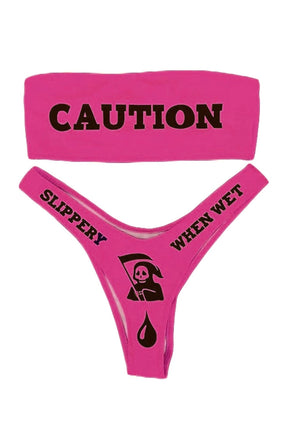 Bikini "CAUTION" variant C, neon green.