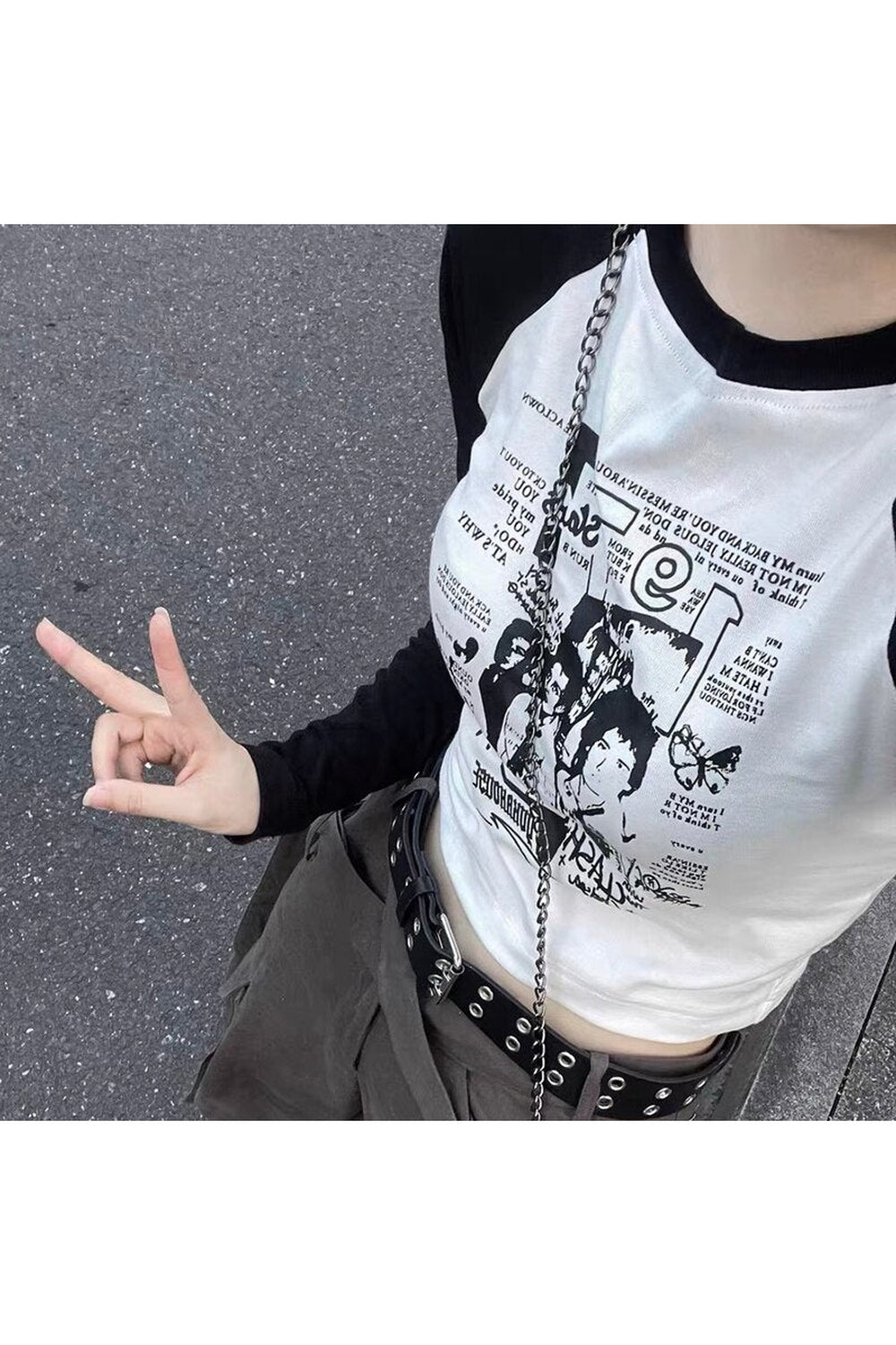 Acubi Black And White Grunge Crop Top