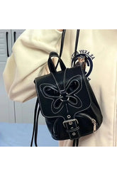 Stylish Black Butterfly Mini Backpack in black.