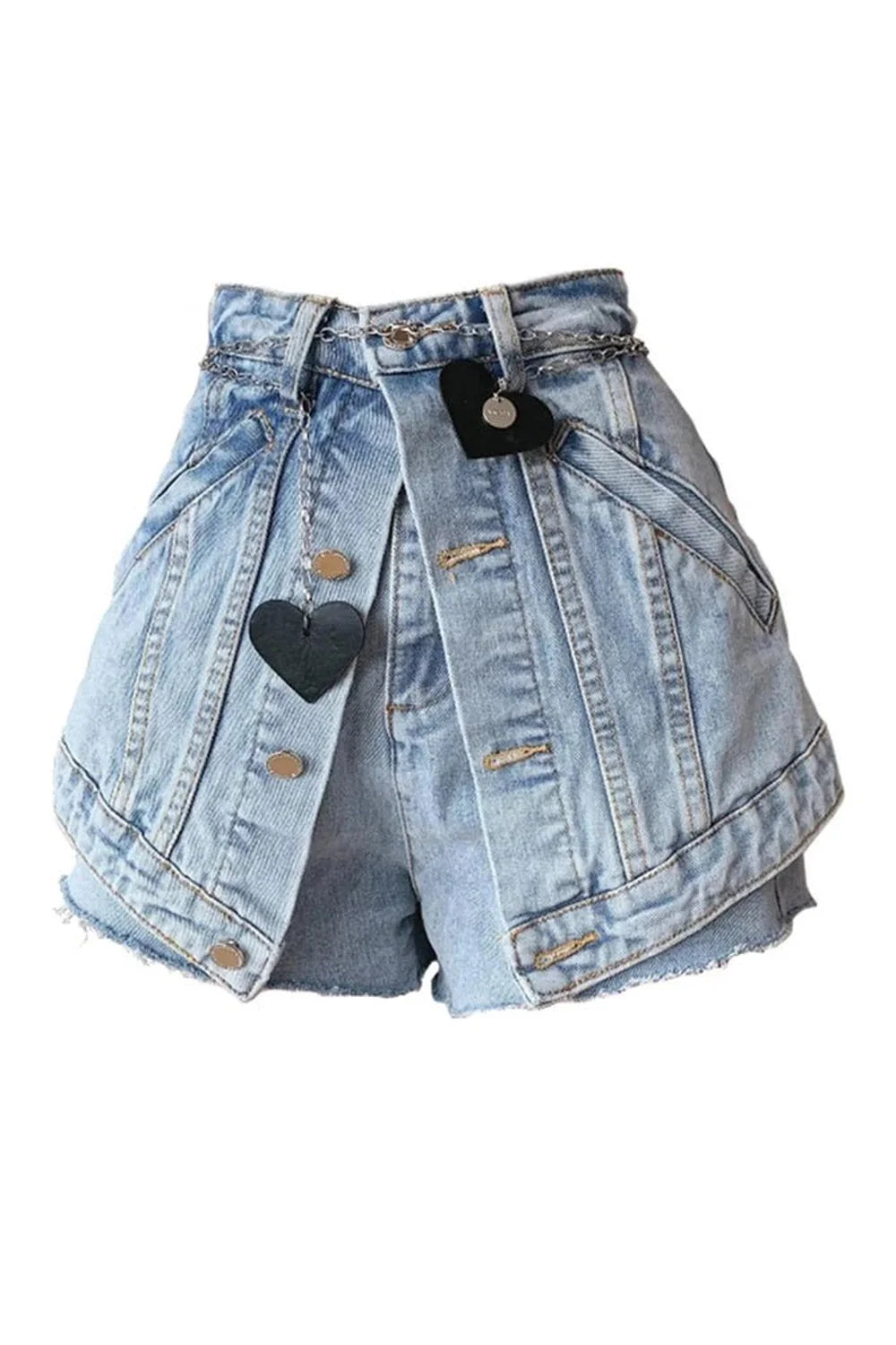 Black Chain Denim Shorts