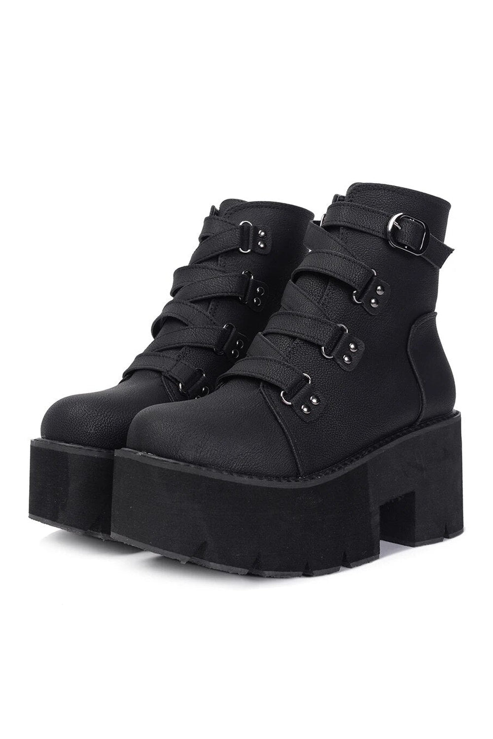 Black Gothic Chunky Boots in sleek black.