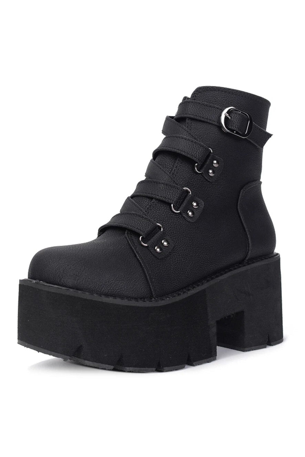 Black Gothic Chunky Boots in sleek black.