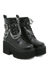 Stylish black Gothic platform combat boots elevate outfits.