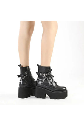 Black Gothic Platform Combat Boots