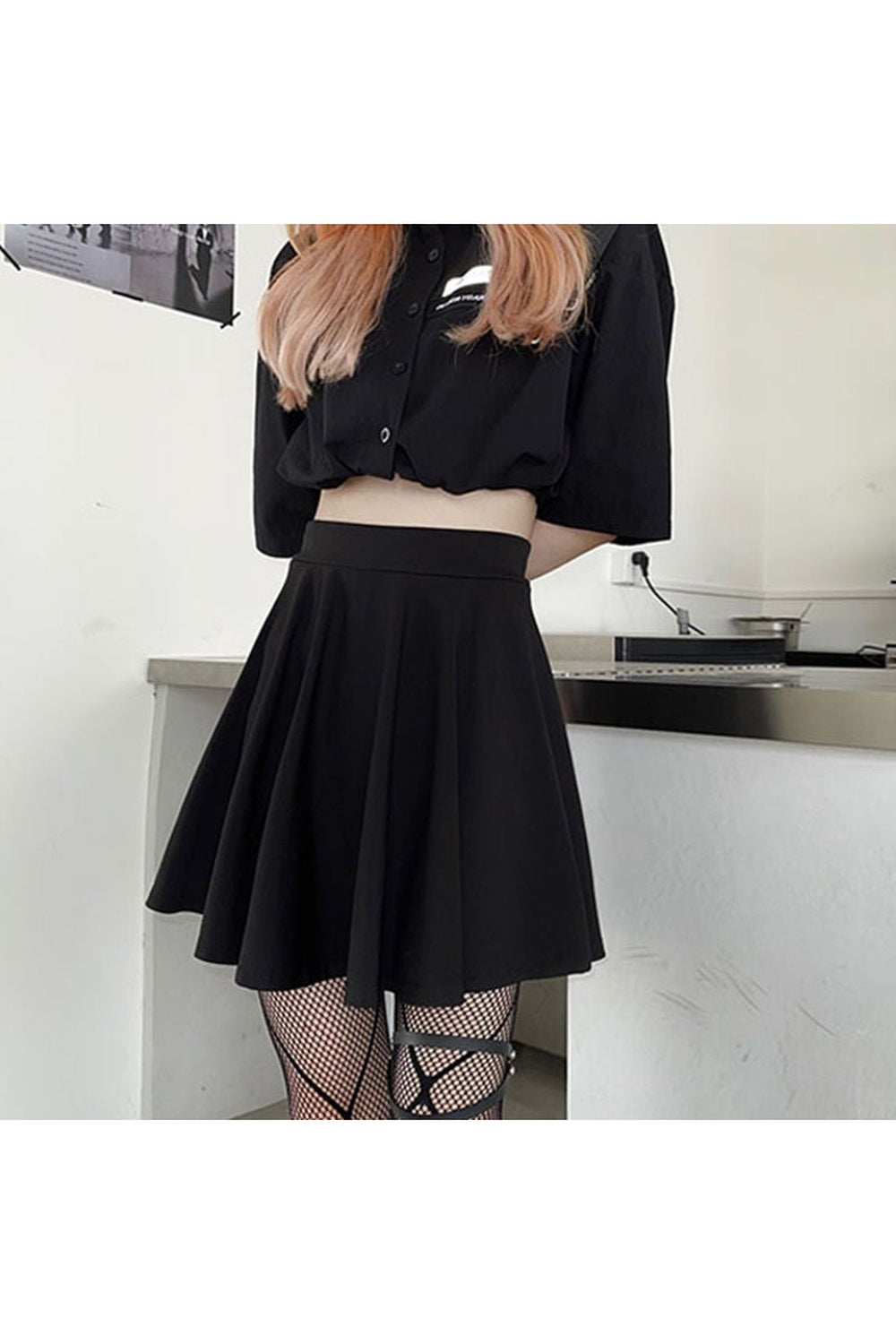 Black Gothic Skirt in sleek black design.