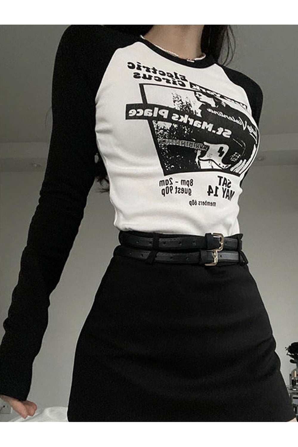 Stylish Black Patchwork Crop Top in Black.