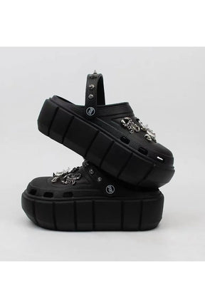 Black Platform Slippers