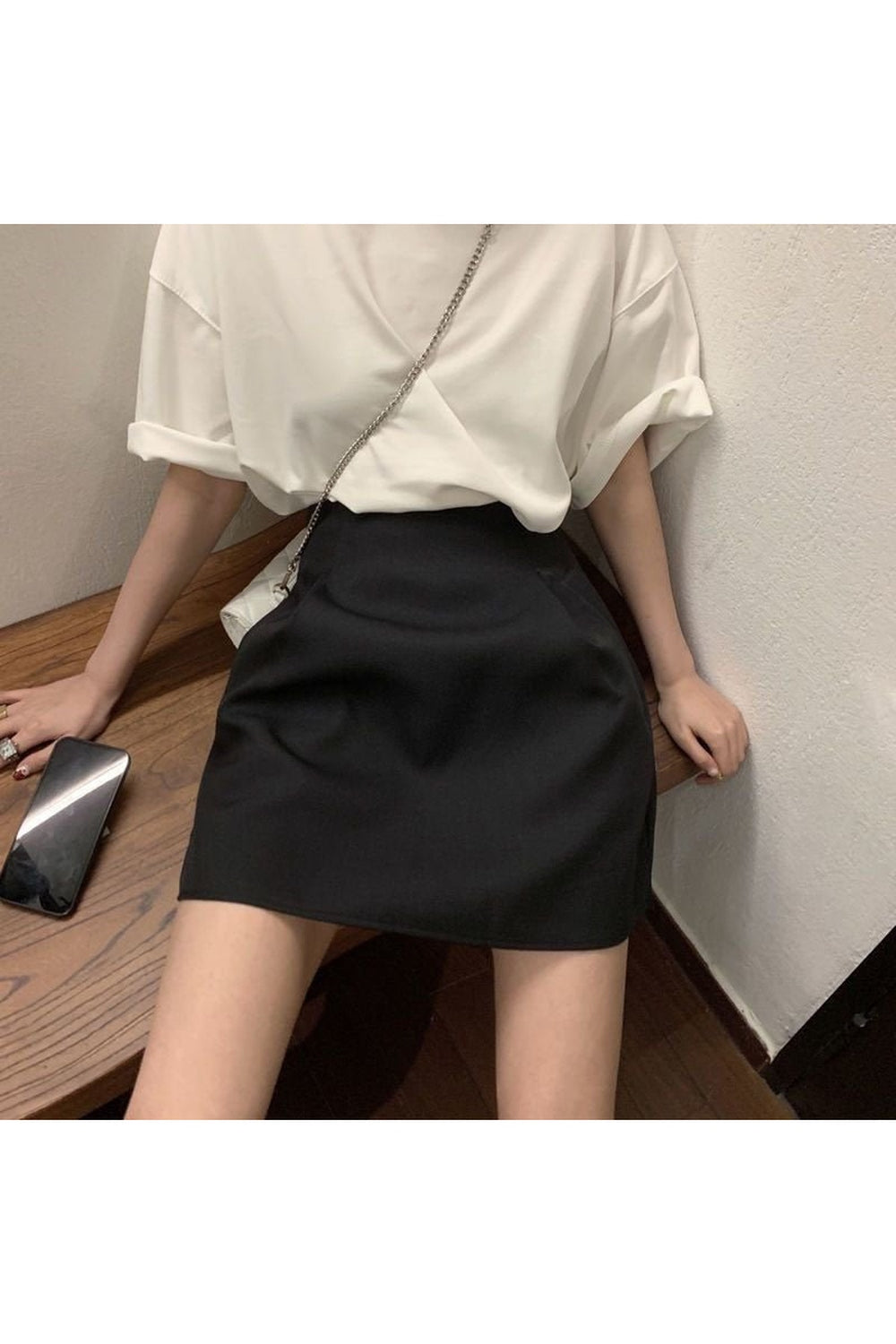 Black White Puffy A-Line Skirt