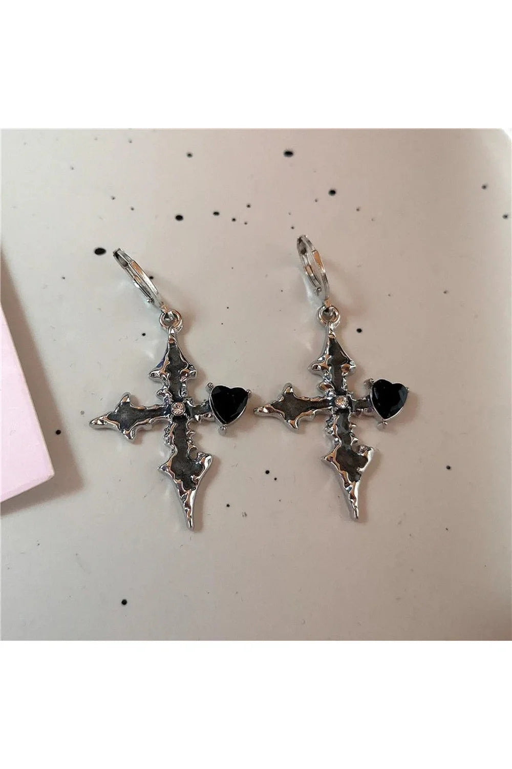 Bloodstone Gothic Cross Earrings Variant 3, intricate design.