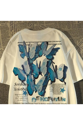 White variant Blue Butterfly Graphic T-Shirt featuring butterflies.