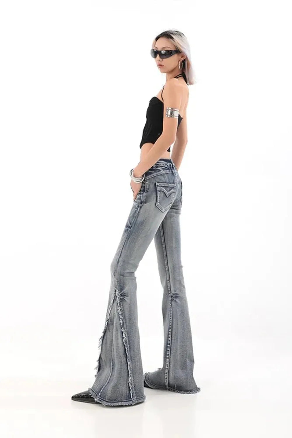 Fall Blue Denim Bell Bottom Jeans