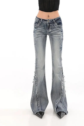 Fall Blue Denim Bell Bottom Jeans