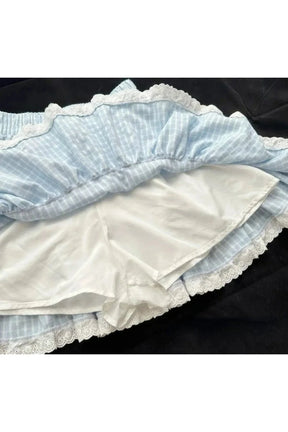 Sky blue Blue Plaid Lolita Skirt with elegance.