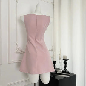 Blush Crystal-Trim A-Line Dress