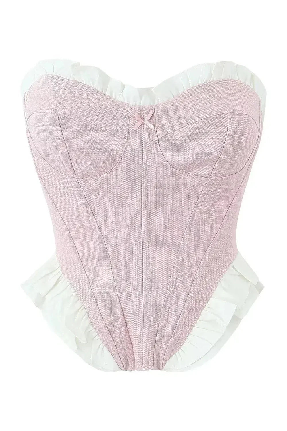 Blush Ruffle Sweetheart Corset in picture, elegant design.