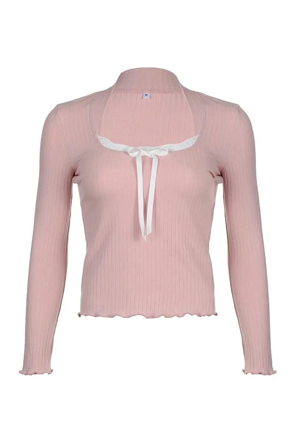 Ribbed top in Blush Pink for chic style.