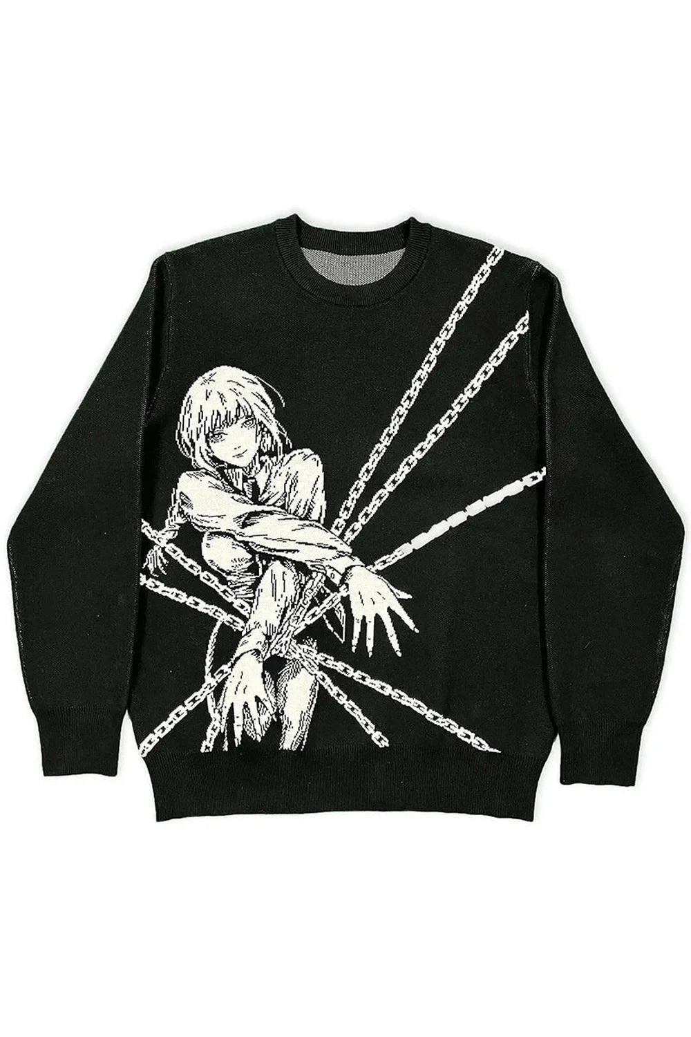 Stylish black Bound Soul Graphic Sweater showcasing uniqueness.