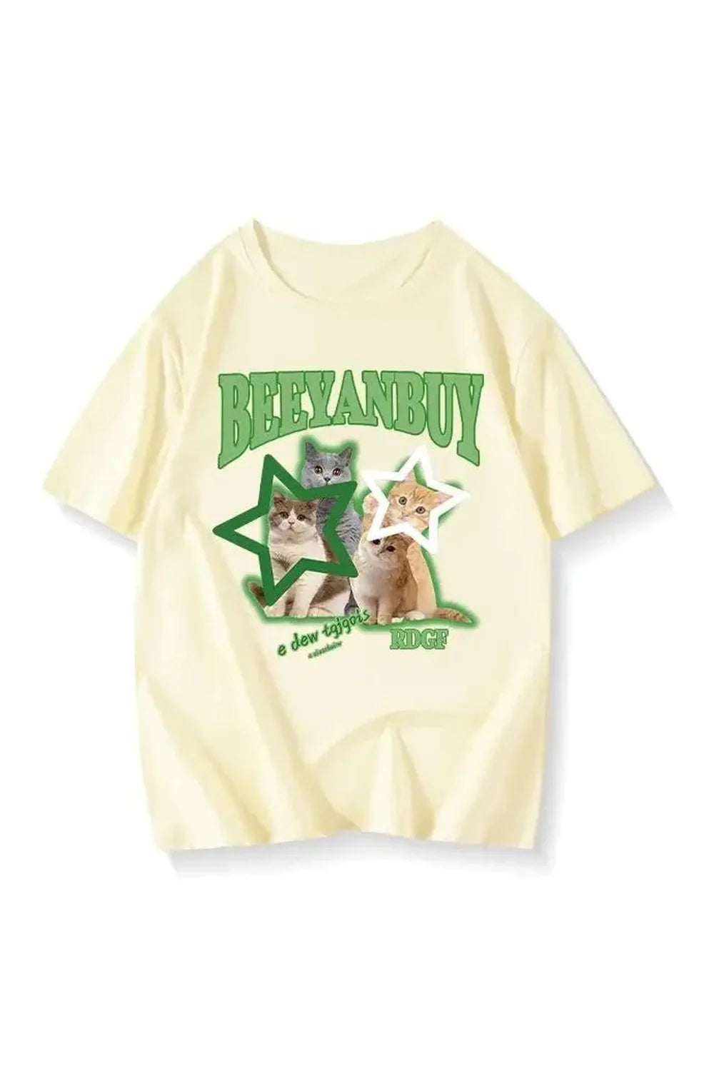 Bright Cat Star T-Shirt in vibrant yellow color.