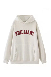 Cozy Fall Brilliant Statement Hoodie in Beige.