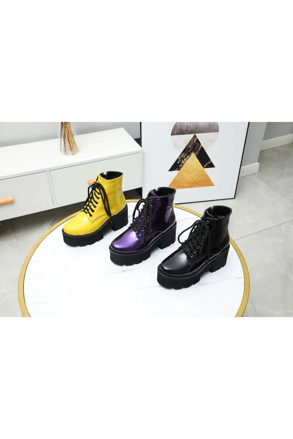 British Style Zipper Platform Boots