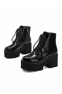 British Style Zipper Platform Boots