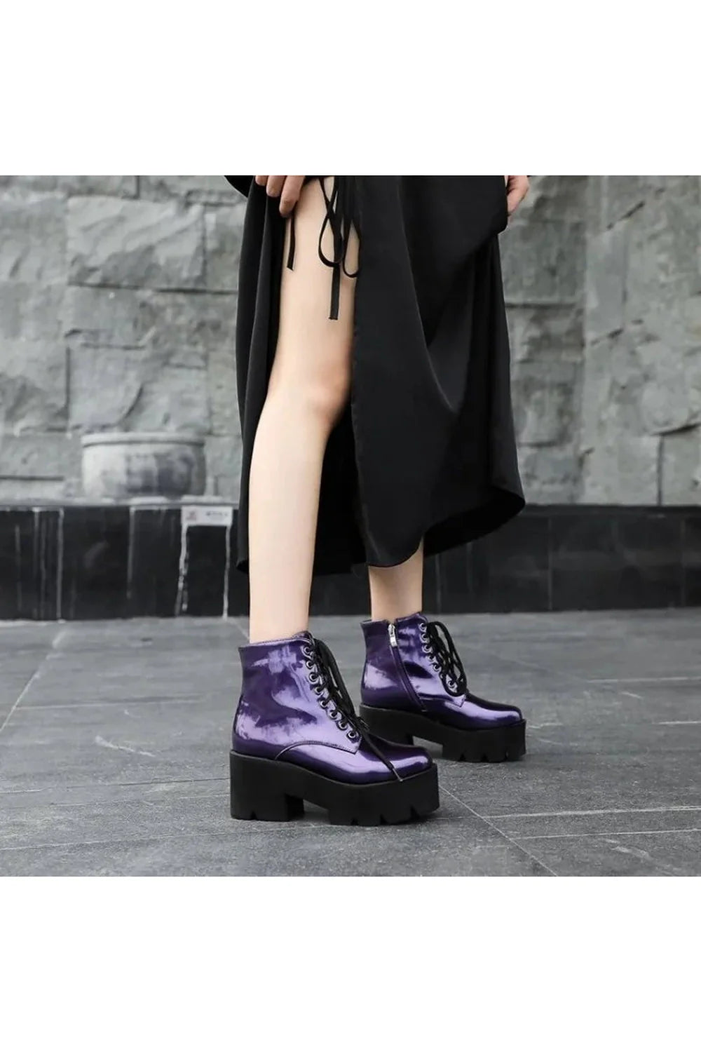 British Style Zipper Platform Boots