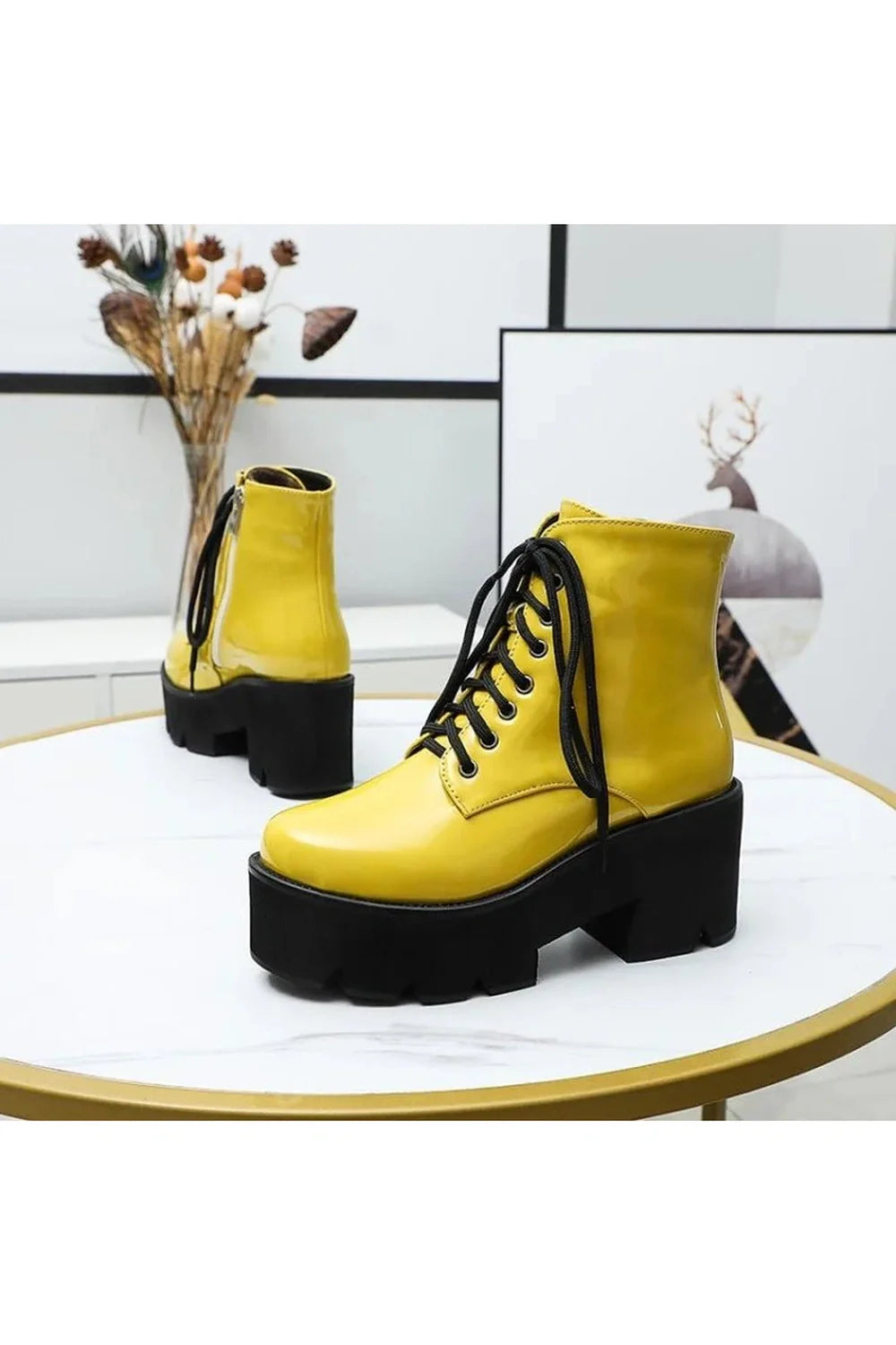 British Style Zipper Platform Boots