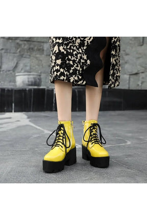 British Style Zipper Platform Boots