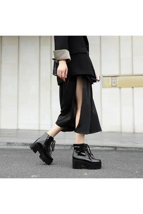 British Style Zipper Platform Boots