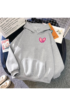 Fall Broken Heart Print Women's Warm Hoodie