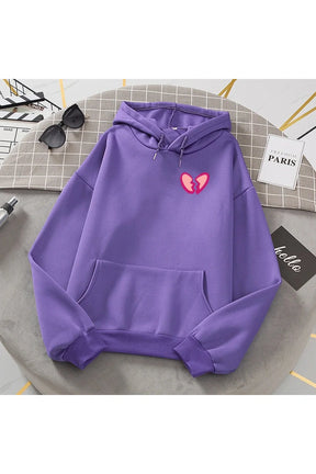 Fall Broken Heart Print Women's Warm Hoodie