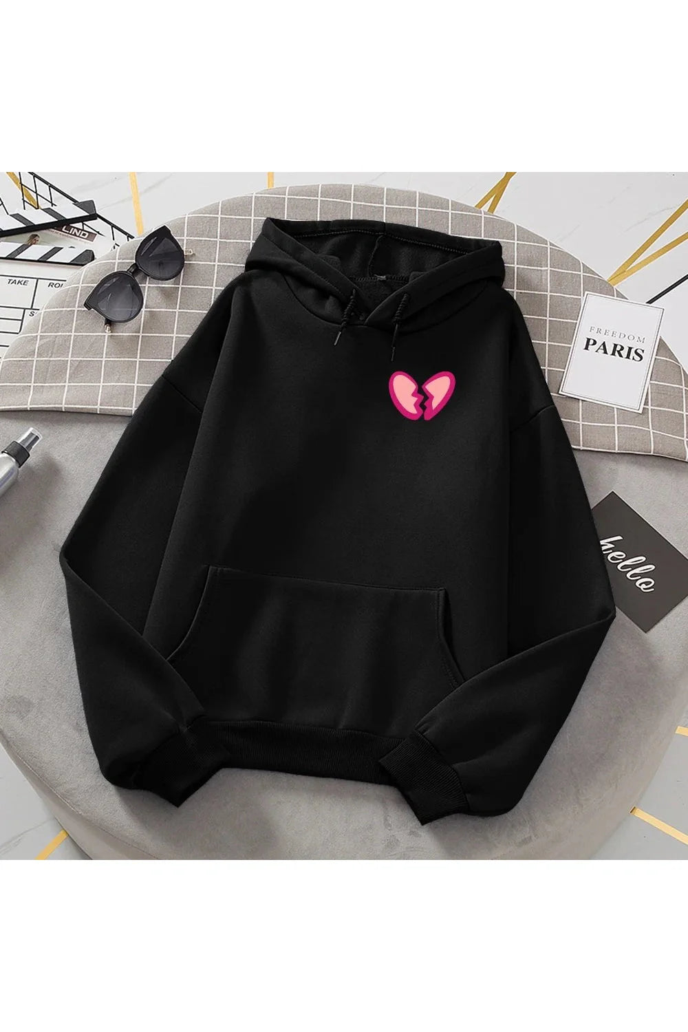 Fall Broken Heart Print Women's Warm Hoodie