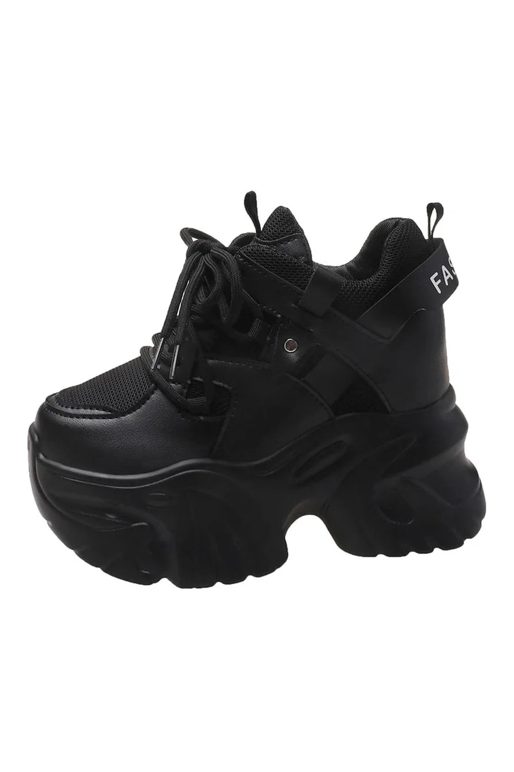 Black Bubblegum Chunky Platform Sneakers: Retro style.