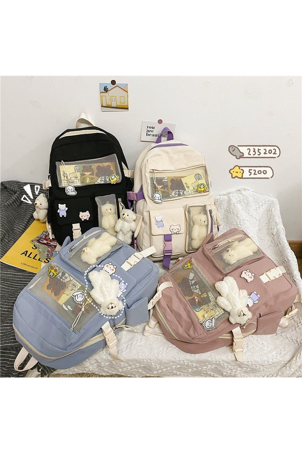 Buckle Badge Pastel Color Backpack