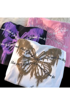 Butterfly Cotton Y2k T-Shirt