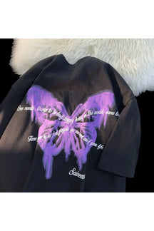 Stylish black Butterfly Cotton Y2k T-Shirt.